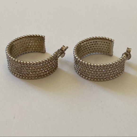 925 silver baguette cz hoops earrings - Picture 2 of 3